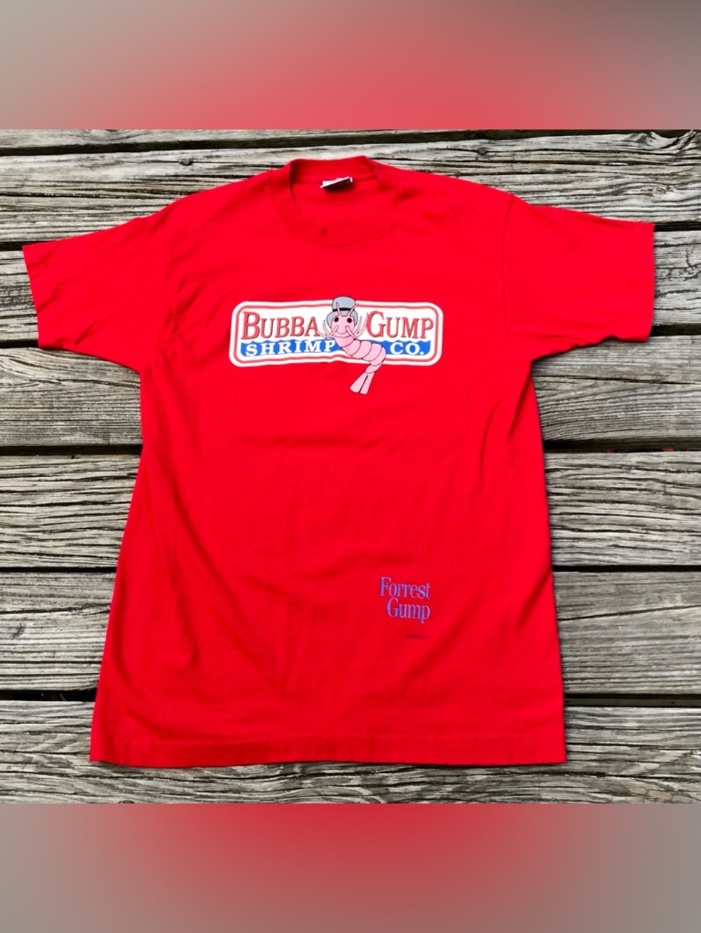 Mens L Stanley Desantis FORREST GUMP Bubba Gump Shrimp Graphic Tee Movie Tshirt